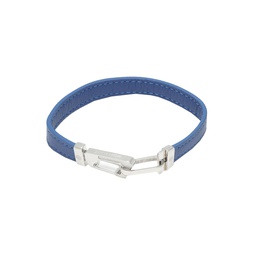 MONTBLANC WRAP ME BRACELET IN BLUE LEATHER WITH CARABINER CLOSURE IN STAINLESS STEEL