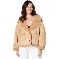 Womens MOON RIVER Shearling Button-Down Outerwear with Pockets