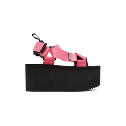 Pink   Black Wedge Sandals 241720F124009
