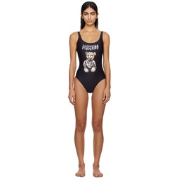 Black Printed One Piece Swimsuit 241720F103004