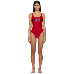 Red Printed One Piece Swimsuit 241720F103001