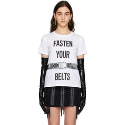 White Fasten Your Belts T Shirt 231720F110029