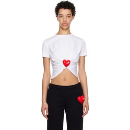 White Inflatable Heart T Shirt 231720F110039