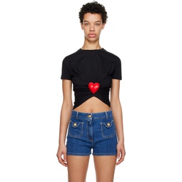 Black Inflatable Heart T Shirt 231720F110042