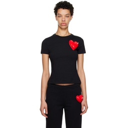 Black Inflatable Heart T Shirt 231720F110045