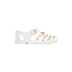 White Teddy Stud Jelly Sandals 231720F124075