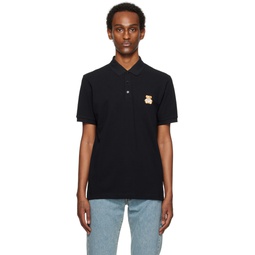 Black Embroidered Polo 241720M212015