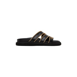Black Zipper Detail Sandals 241720F124027