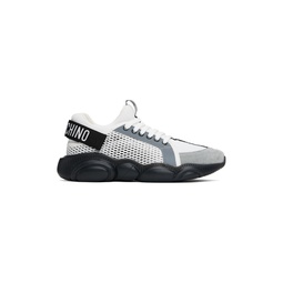 White   Gray Teddy Strap Sneakers 241720M237012