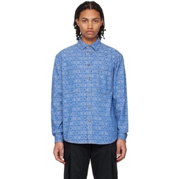 Blue Jacquard Denim Shirt 231720M192023