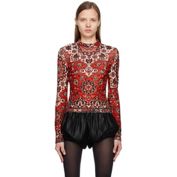 Red Rug Print Sweater 222720F099000