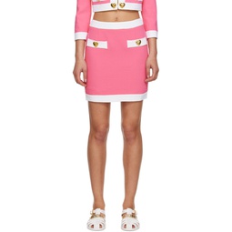 Pink Heart Buttons Miniskirt 231720F090010