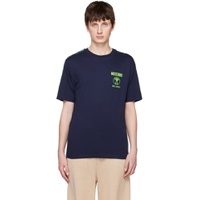 Navy Double Question Mark T Shirt 231720M213006