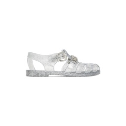 Silver Lettering Logo Jelly Sandals 222720F124008