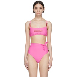 Pink Nylon Bikini Top 221720F105004