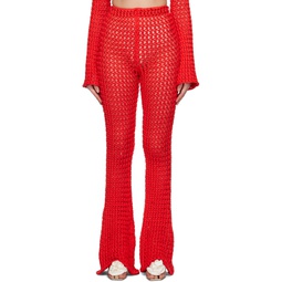 Red Crocheted Lounge Pants 231720F055004