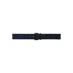 Black   Blue Jacquard Logo Belt 222720M131016