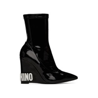 Black Wedge Ankle Boots 222720F113012