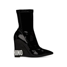 Black Wedge Ankle Boots 222720F113012