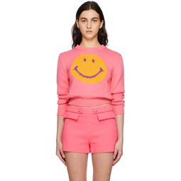 Pink Smiley Graphic Sweater 231720F096004