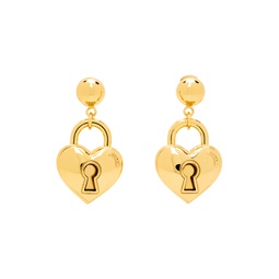 Gold Heart Lock Earrings 232720F022000