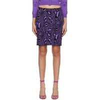 Black   Purple Moire Effect Miniskirt 222720F090001