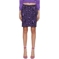 Black   Purple Moire Effect Miniskirt 222720F090001