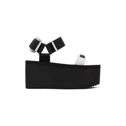Black Logo Flatform Wedge Sandals 231720F124059