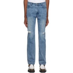 Blue Distressed Jeans 231517M186000