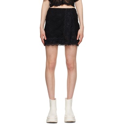 Black Scalloped Miniskirt 231443F090002