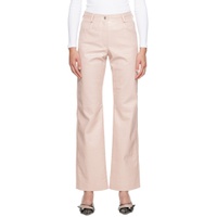 Pink Straight Leg Faux Leather Trousers 232443F087002