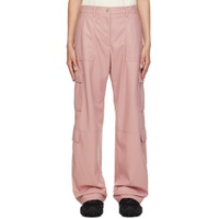 Pink Cargo Pockets Faux Leather Trousers 232443F087005