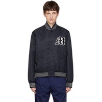 Navy Embroidered Bomber Jacket 232443M175000