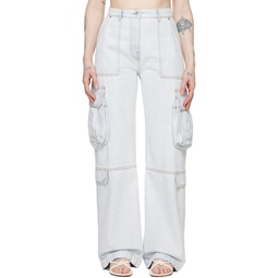 Blue Oversized Denim Cargo Pants 241443F069003