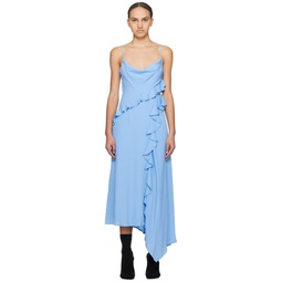 Blue Ruffle Maxi Dress 241443F055005