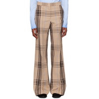 Beige Check Trousers 241443F087013