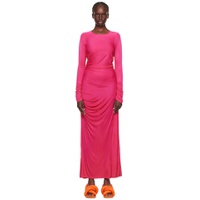 Pink Gathererd Maxi Dress 232443F055000