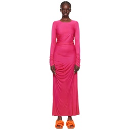 Pink Gathererd Maxi Dress 232443F055000
