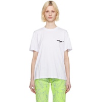 White Embroidered T Shirt 231443F110015