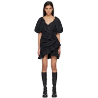 Black Ruffled Mini Dress 231443F052009