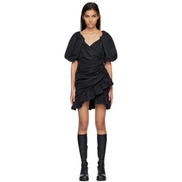 Black Ruffled Mini Dress 231443F052009