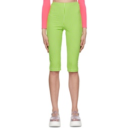 Green   White Polyester Shorts 221443F088020