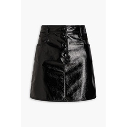 Crinkled faux patent-leather mini skirt