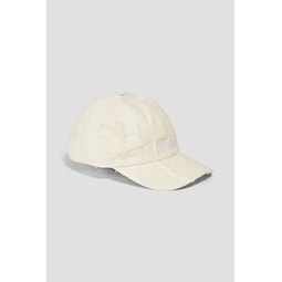 Frayed embroidered cotton baseball cap