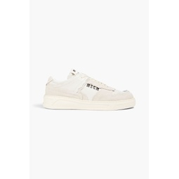 Logo-print leather and suede sneakers