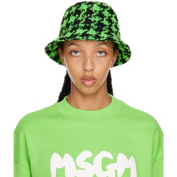 Black & Green Wool Bucket Hat 222443F015000