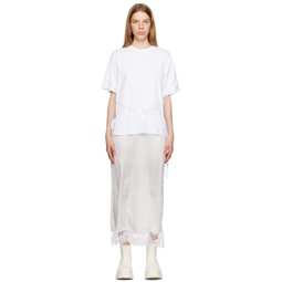 White Layered Maxi Dress 231443F055009