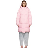 Pink Oversized Puffer Coat 222443F059005