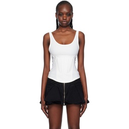 White Corseted Tank Top 241345F358003