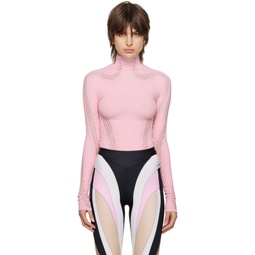 Pink Perforated Turtleneck 231345F099011